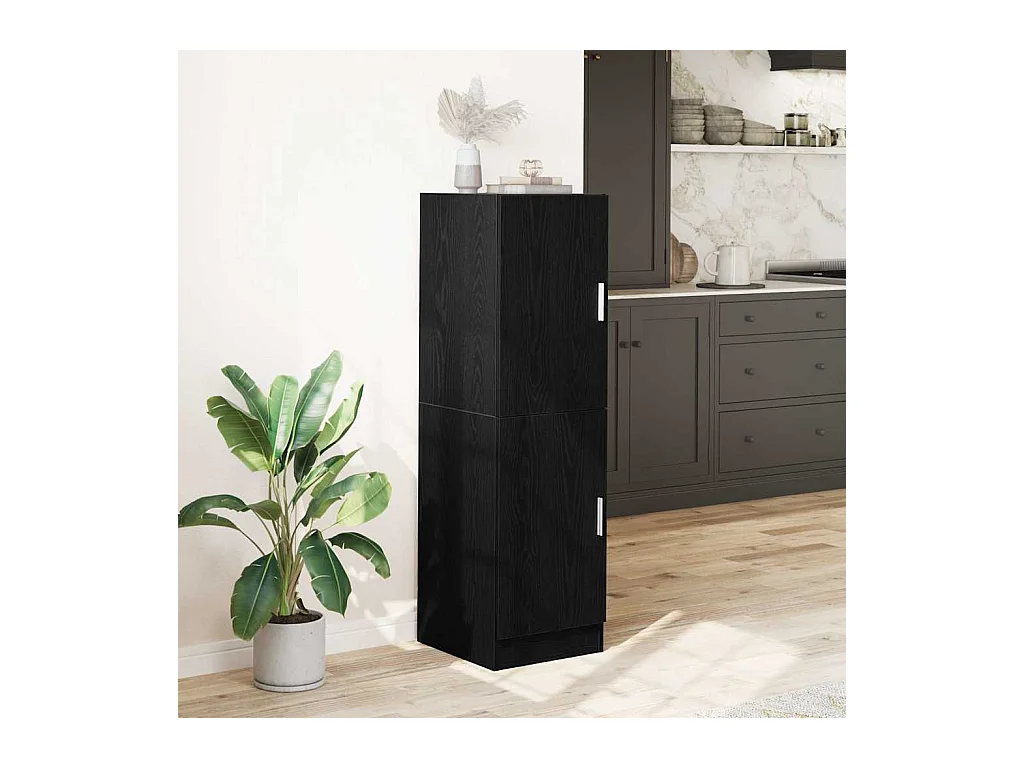 Schwarzer Küchenschrank 38x41,5x131,5 cm Holzwerkstoff