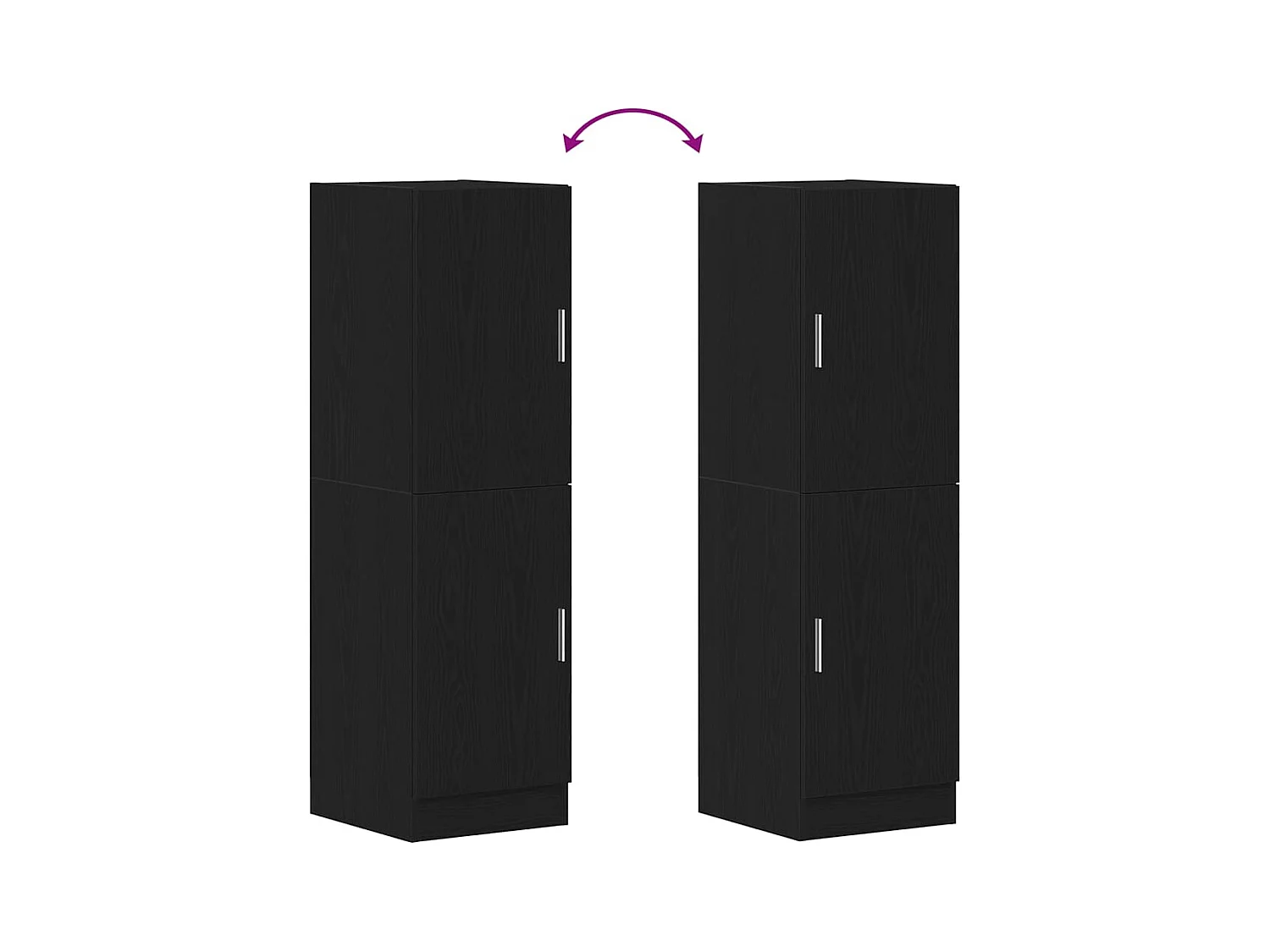 Schwarzer Küchenschrank 38x41,5x131,5 cm Holzwerkstoff