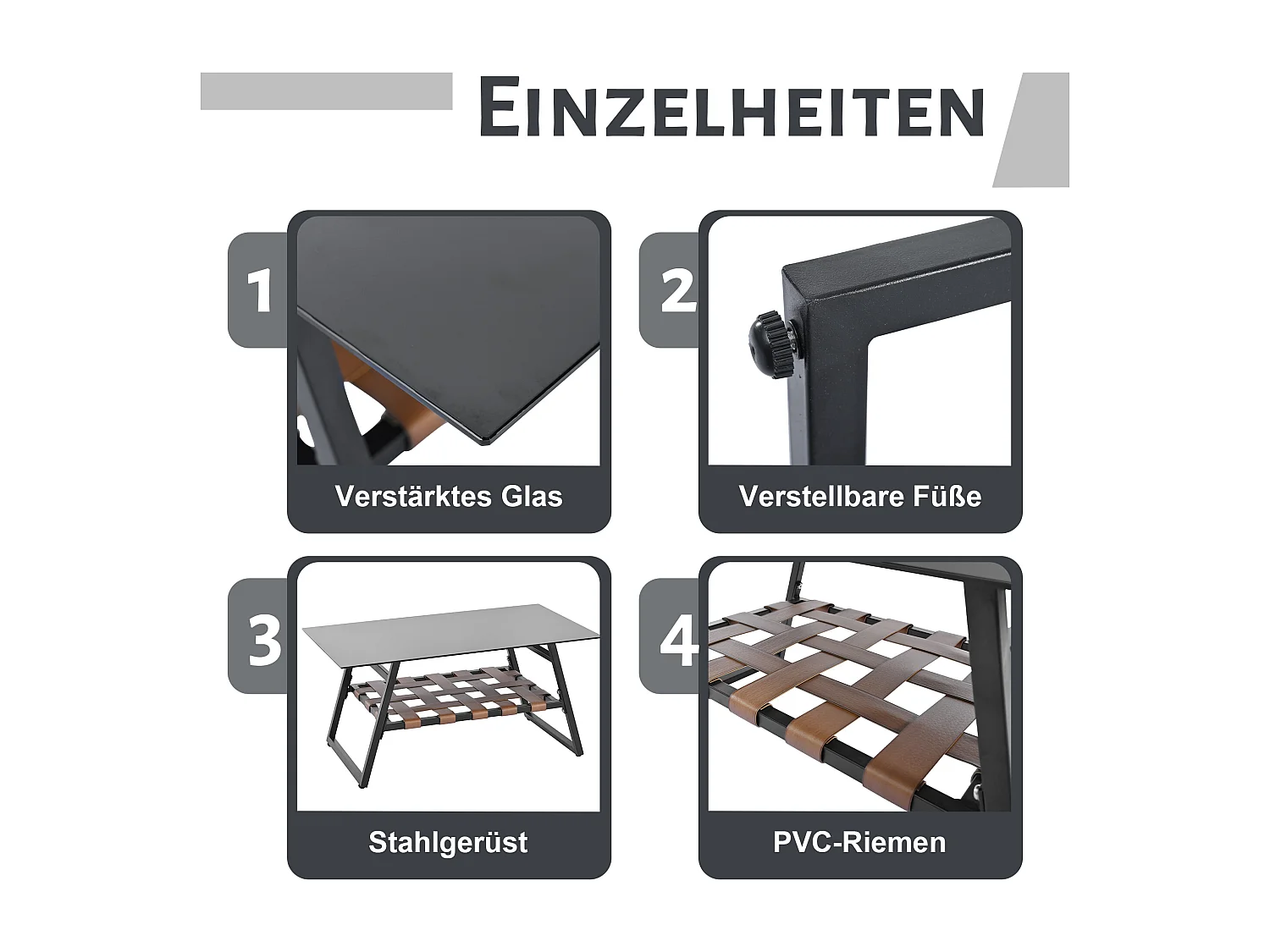 Salon de jardin 4 places, canapé, table basse, coussins, tissu amovible et lavable, noir (116x78x13 cm)