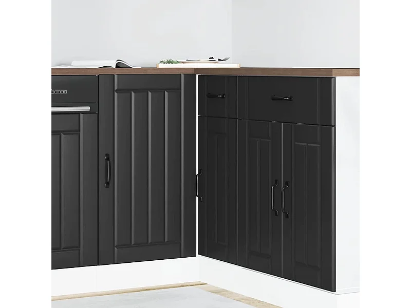 Base cucina in legno ingegnerizzato nero Lucca