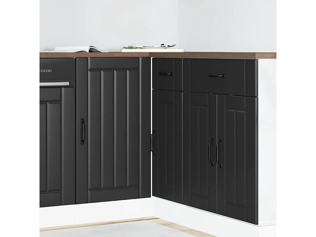 Base cucina in legno ingegnerizzato nero Lucca