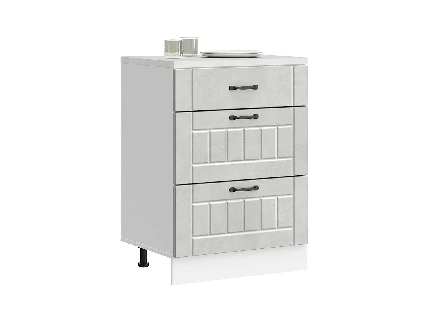 Armoire de cuisine gris béton bois ingénierie