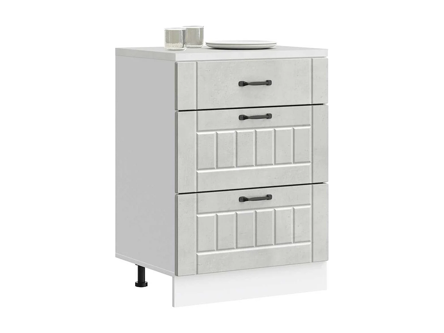 Armoire de cuisine gris béton bois ingénierie