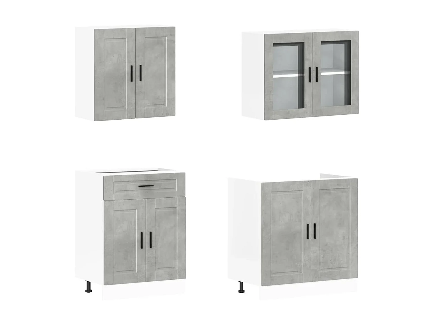 Conjunto de gabinetes de cocina de madera de ingeniería de 4 piezas Porto