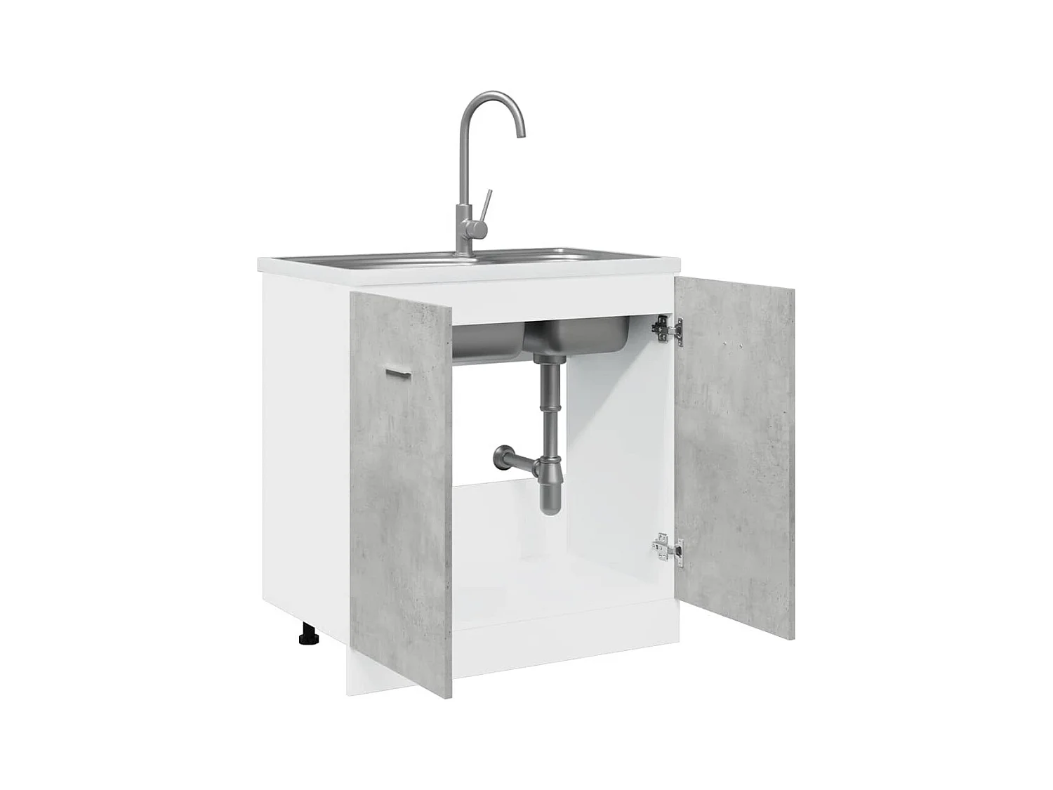 Mobiletto lavabo da appoggio grigio cemento 80x46x81,5 cm