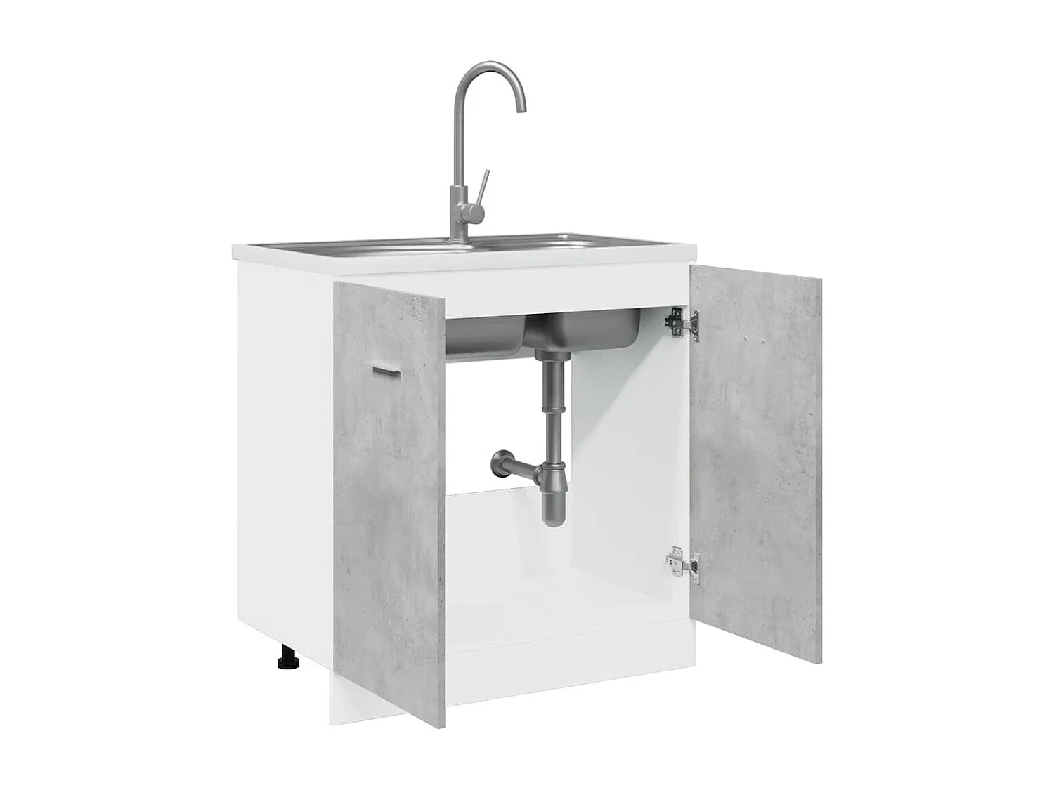 Armoire de plancher d'évier gris béton 80x46x81,5 cm