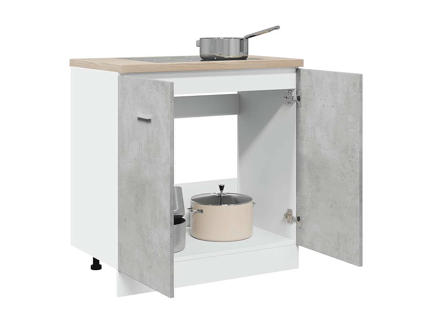 Armoire de plancher d'évier gris béton 80x46x81,5 cm