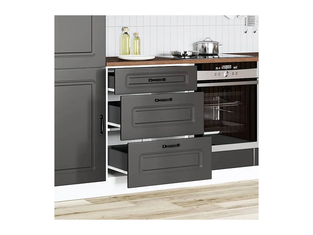 Kalmar schwarzer Küchenschrank aus Holzwerkstoff