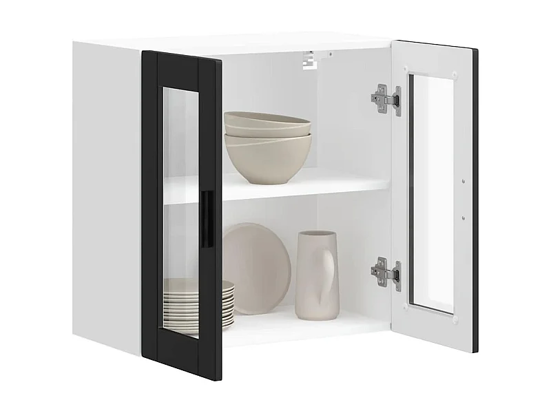 zwarte glazen keukenwandkast