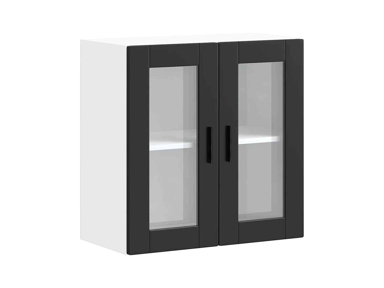 Pensile da cucina con anta in vetro nero Porto