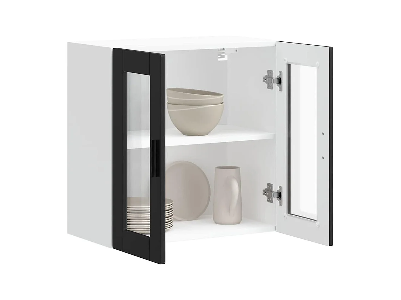 Pensile da cucina con anta in vetro nero Porto