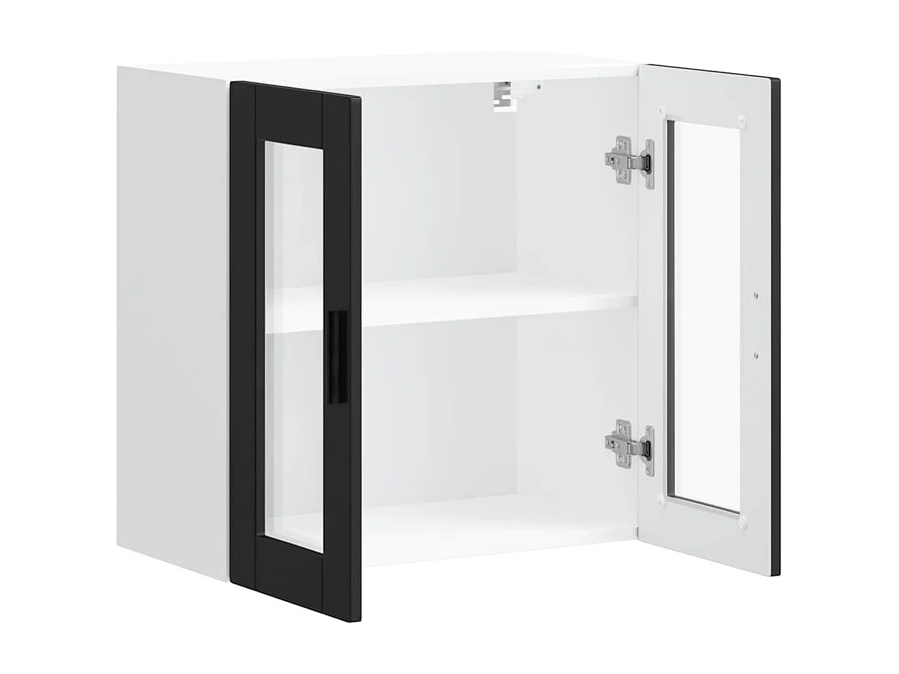 Pensile da cucina con anta in vetro nero Porto