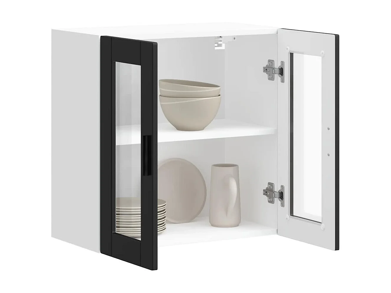 Küchenwandschrank mit schwarzen Glastüren