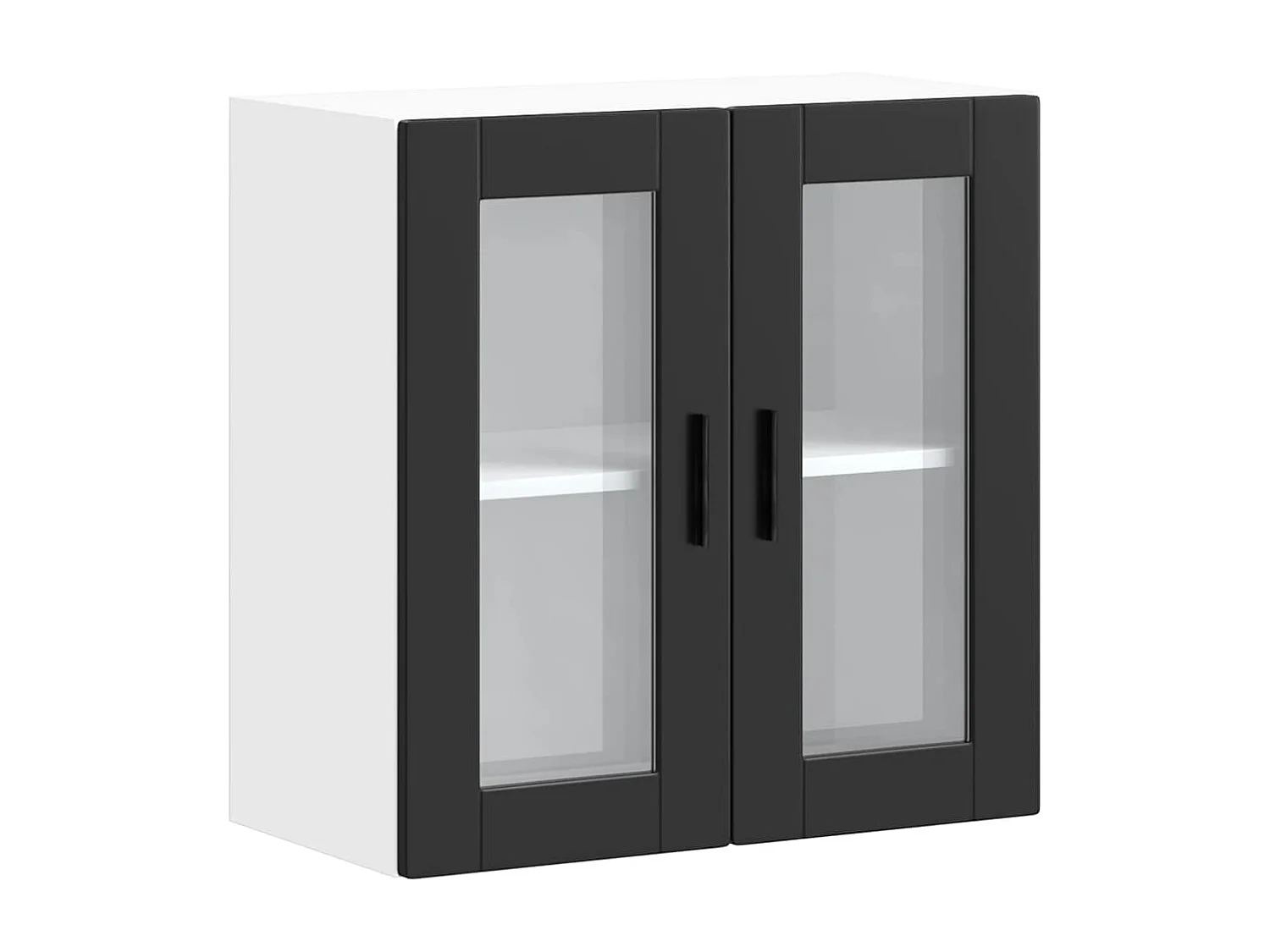 Küchenwandschrank mit schwarzen Glastüren