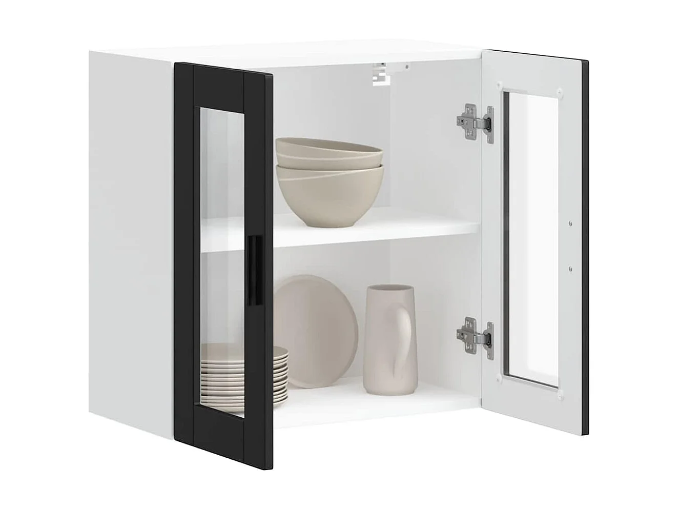 Küchenwandschrank mit schwarzen Glastüren