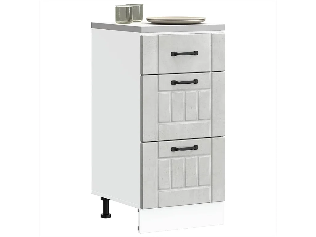 Armoire de cuisine gris béton bois ingénierie