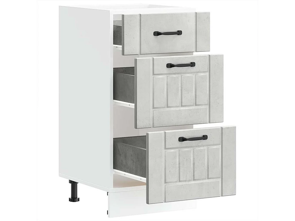 Armoire de cuisine gris béton bois ingénierie