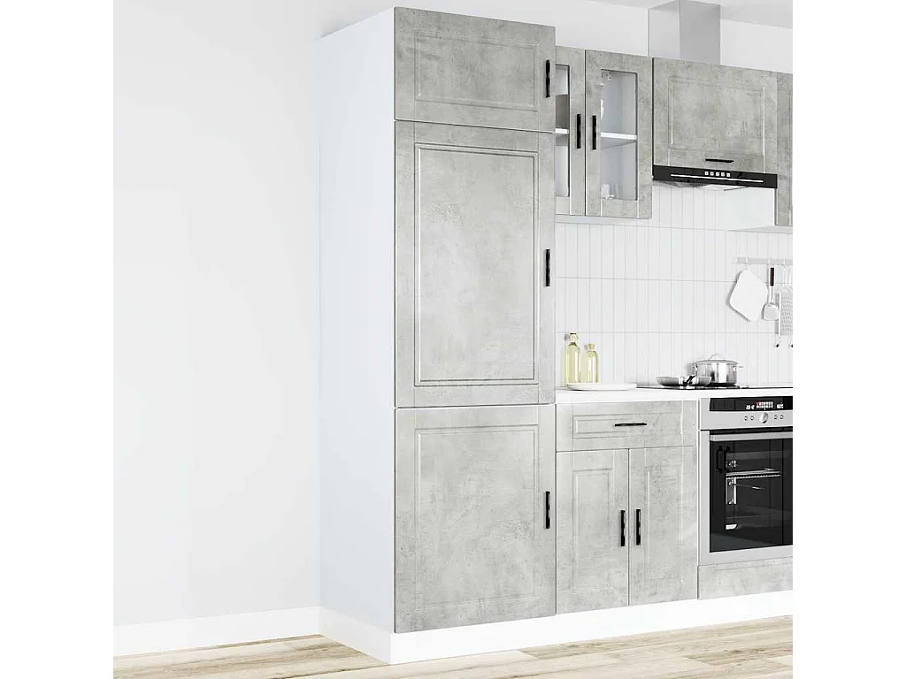 Armoire de cuisine gris béton bois d'ingénierie