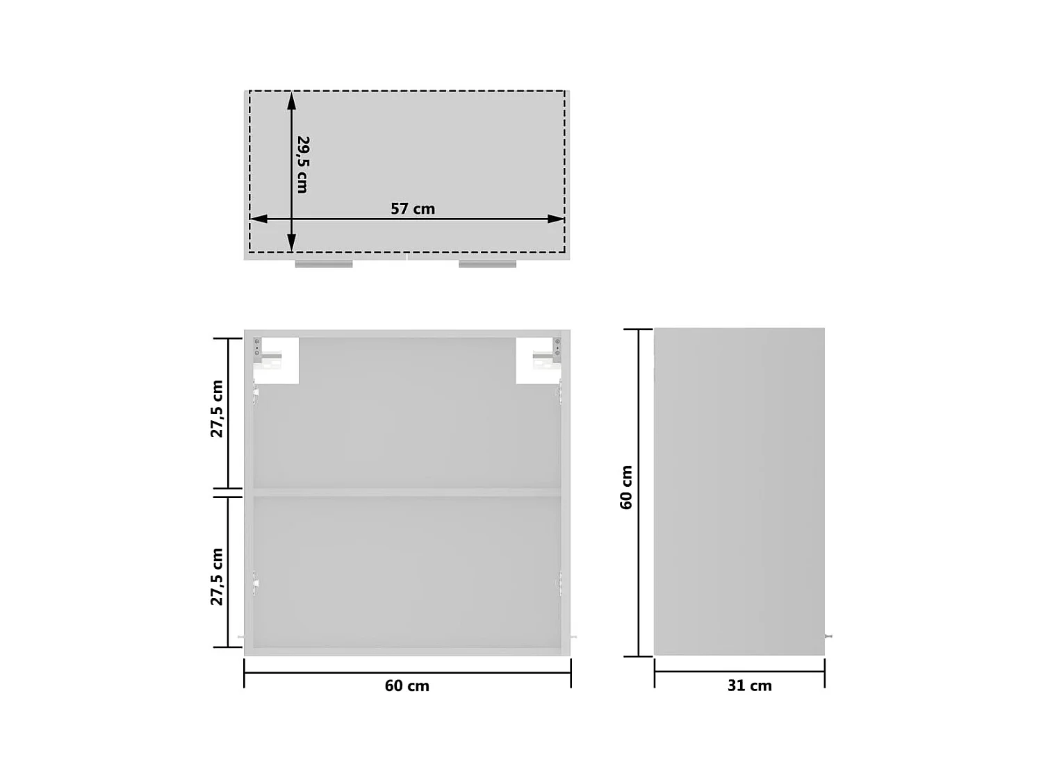 Witte Hangende Glazen Kast 60x31x60 cm