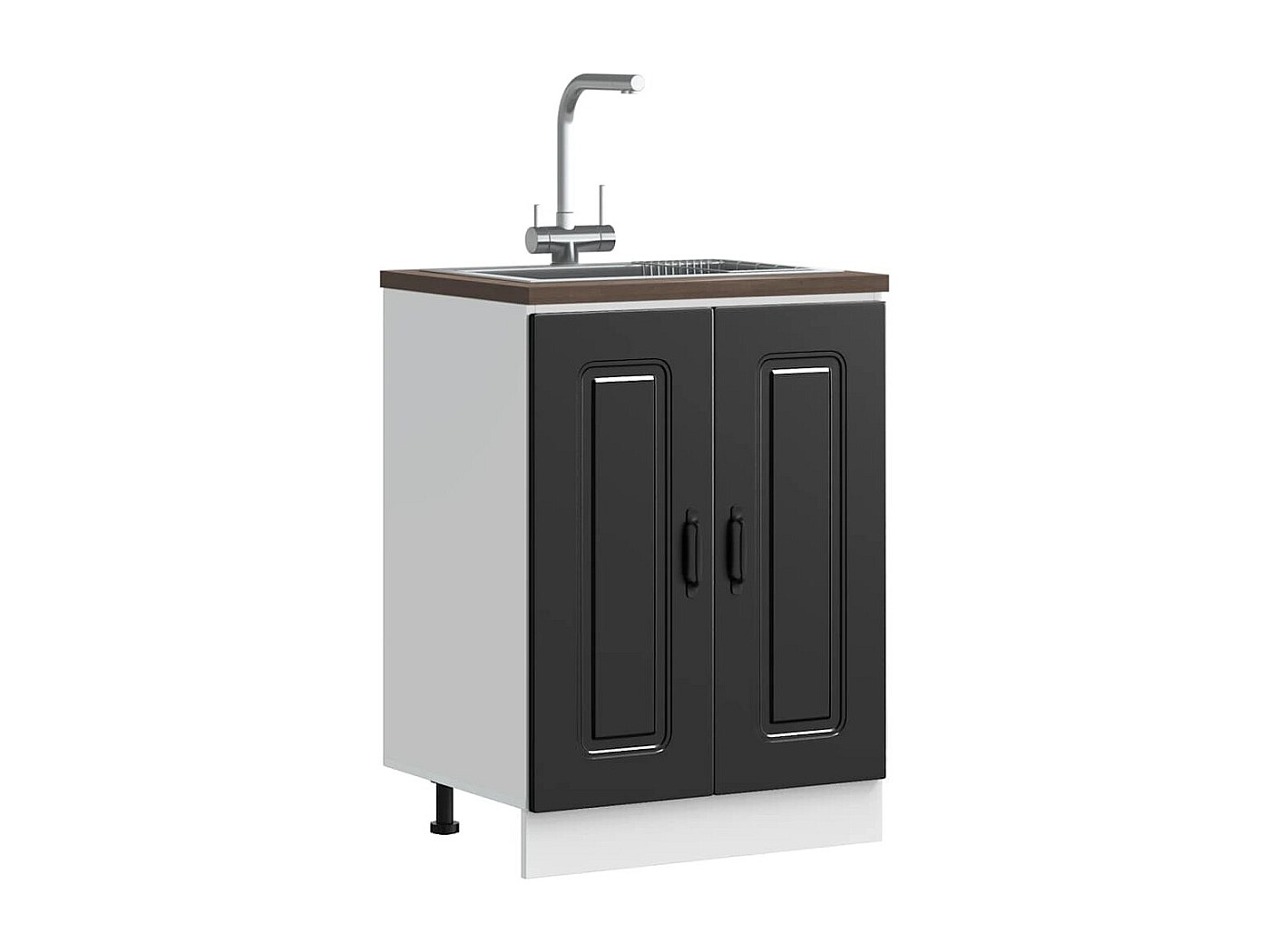 Meuble bas pour évier noir 60x46x81,5 cm bois ingénierie