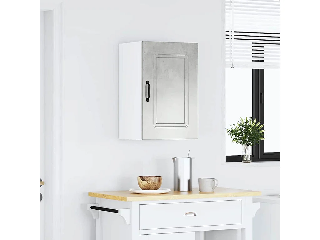 Armoire murale de cuisine gris béton bois d'ingénierie