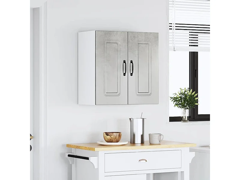 Armoire murale de cuisine gris béton bois d'ingénierie