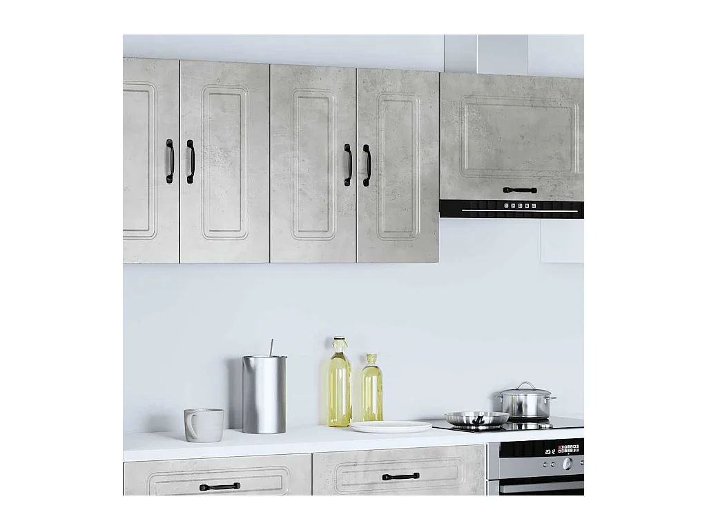 Armoire murale de cuisine gris béton bois d'ingénierie