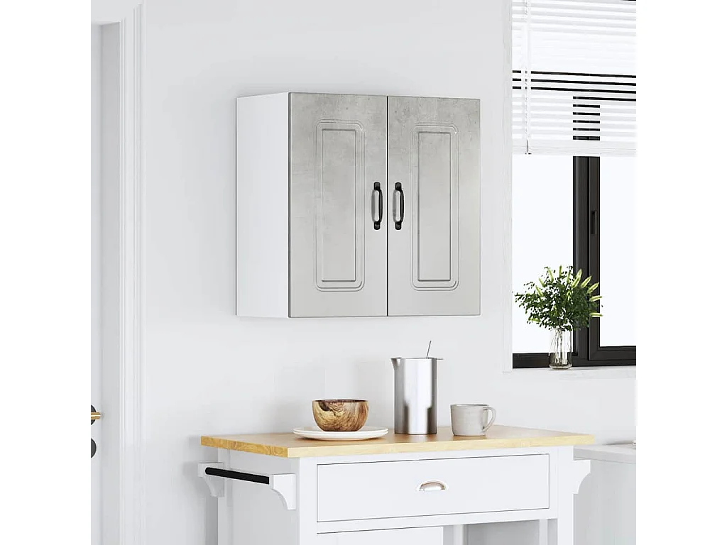 Armoire murale de cuisine gris béton bois d'ingénierie