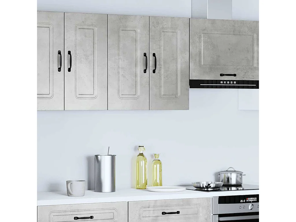 Armoire murale de cuisine gris béton bois d'ingénierie