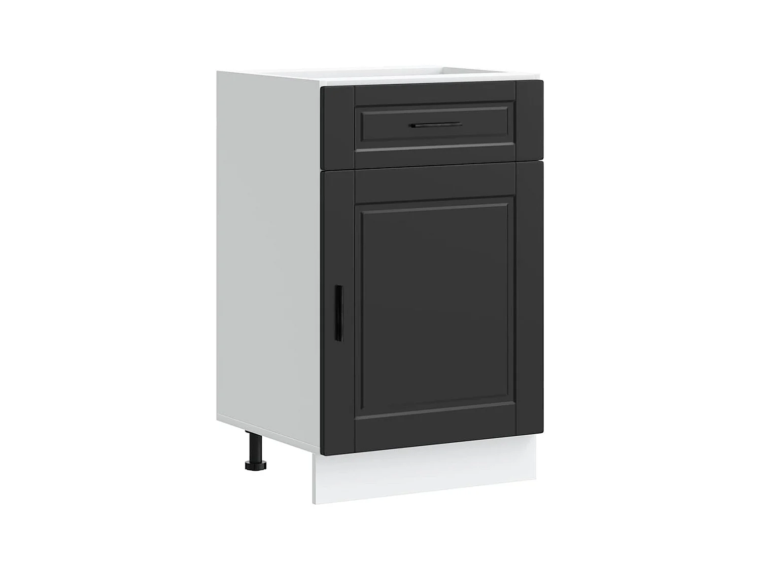 zwarte bewerkte houten keukenkast