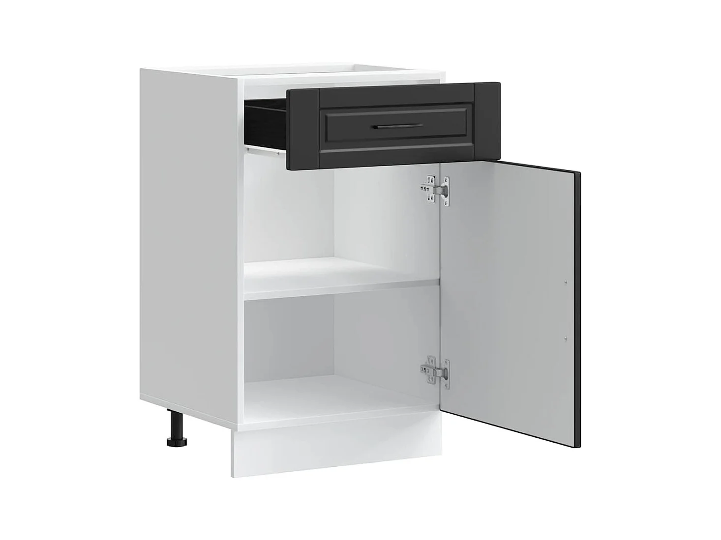 zwarte bewerkte houten keukenkast