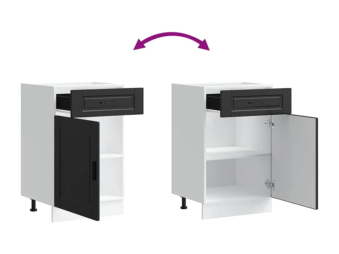 Gabinete de cocina de madera de ingeniería negra Porto