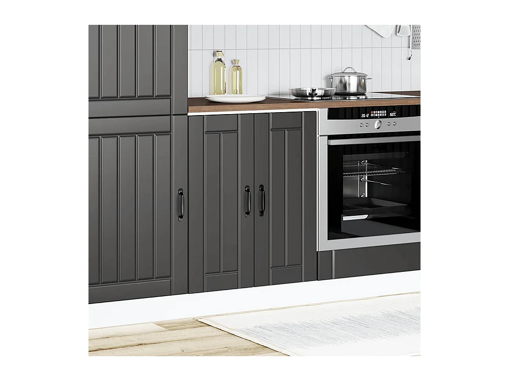 Meuble de base de lavabo noir bois d'ingénierie