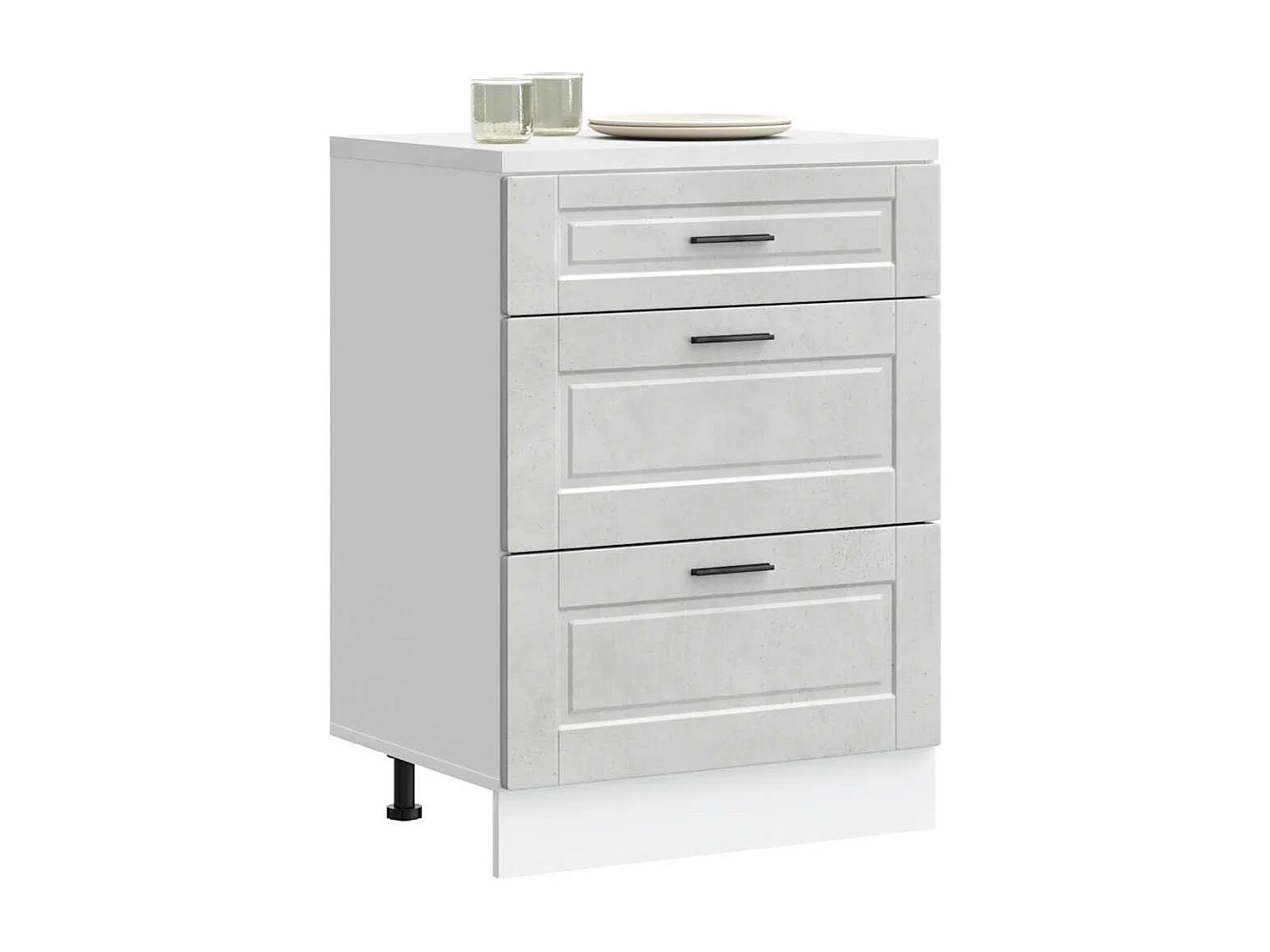 Gabinete de cocina de madera de ingeniería gris hormigón Porto