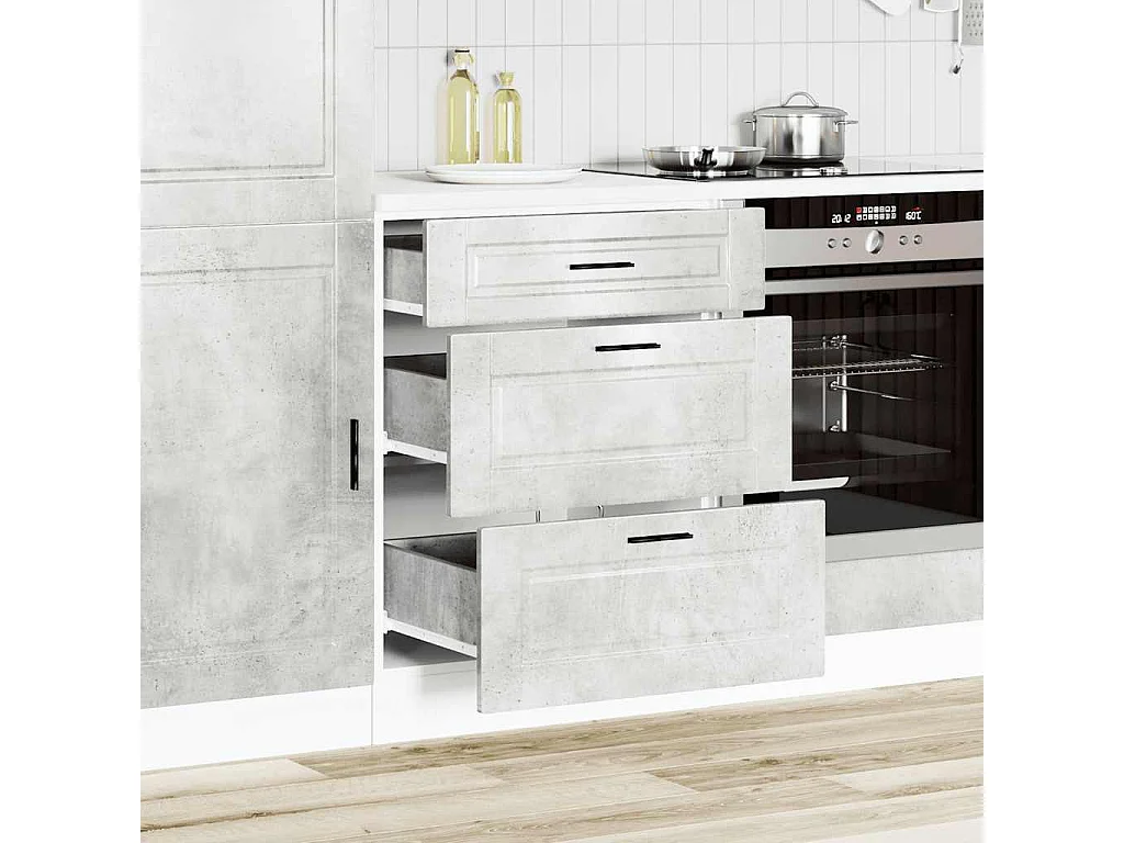 Gabinete de cocina de madera de ingeniería gris hormigón Porto