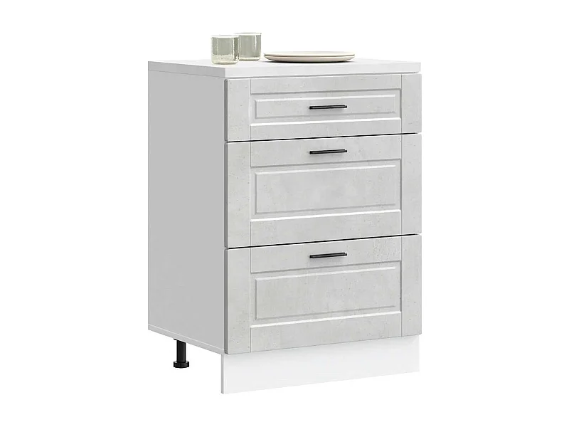 Armoire de cuisine gris béton bois d'ingénierie