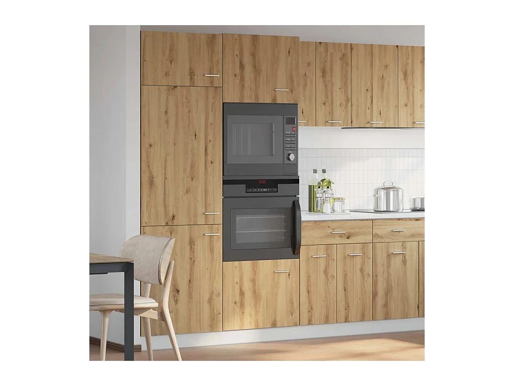 Mueble para microondas "Lyon", roble artesanal, 60x57x207 cm