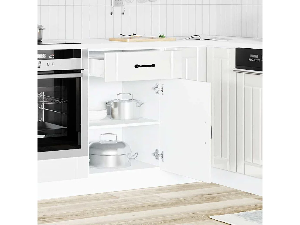 Küchenschrank aus weißem Hochglanz-Holzwerkstoff