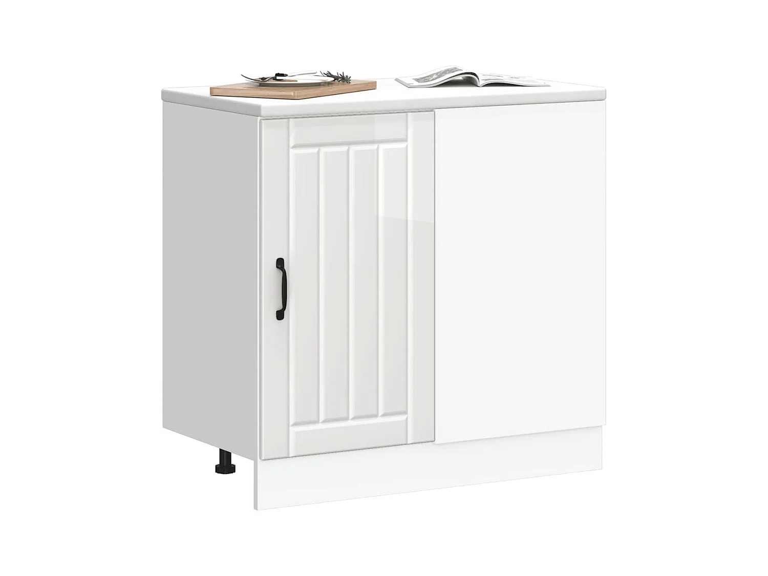 Mobile base per cucina in legno ingegnerizzato bianco lucido Lucca