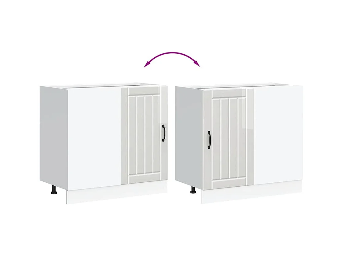 Mobile base per cucina in legno ingegnerizzato bianco lucido Lucca