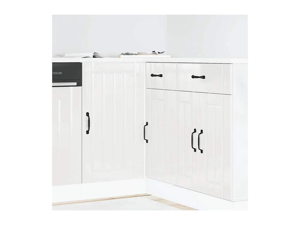 Meuble bas de cuisine blanc brillant bois ingénierie