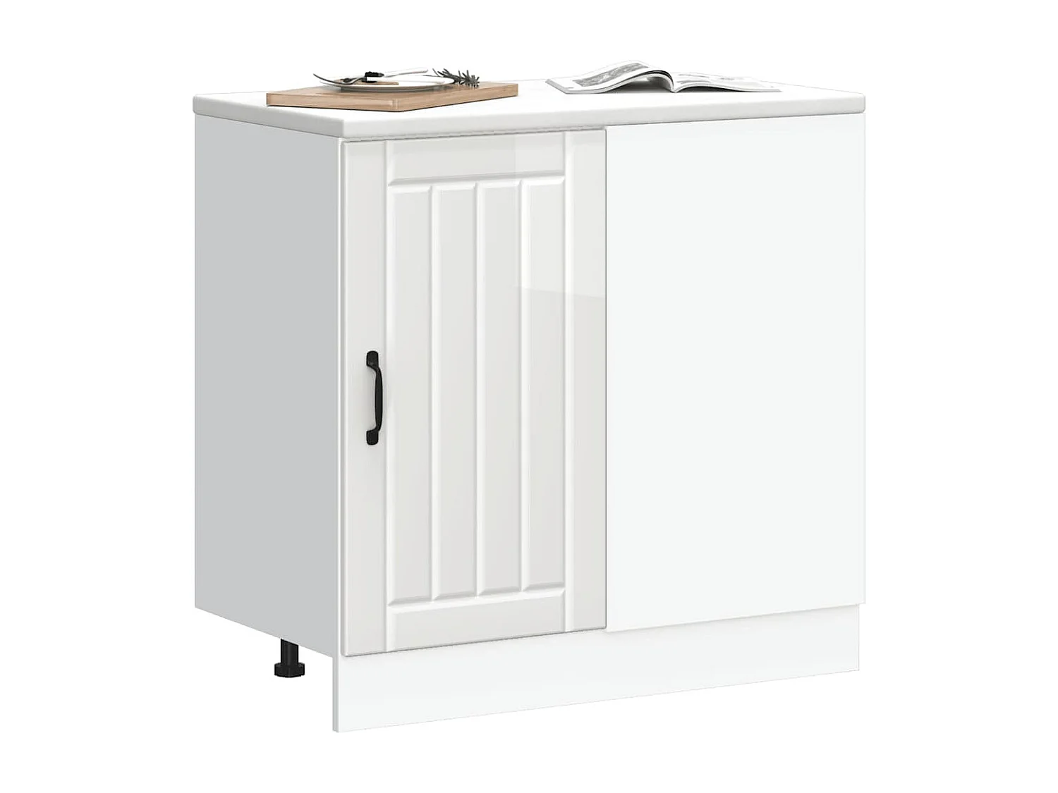 Meuble bas de cuisine blanc brillant bois ingénierie