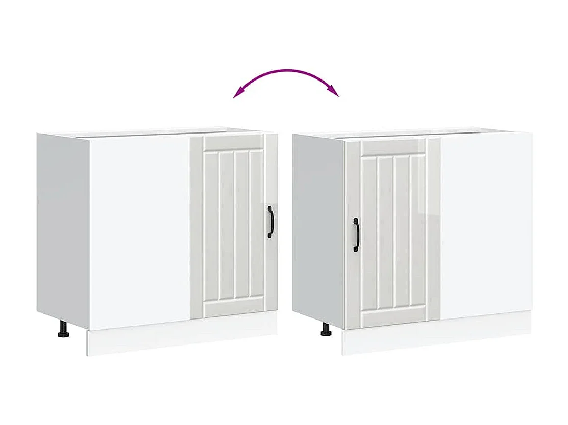 Meuble bas de cuisine blanc brillant bois ingénierie