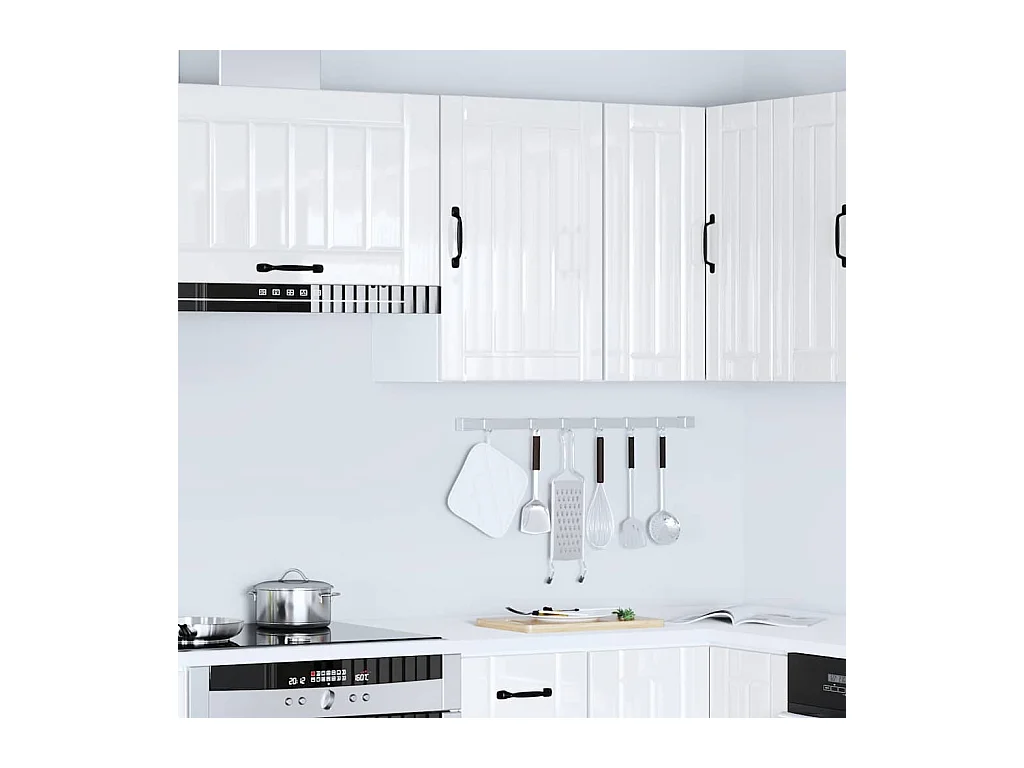 Mobile pensile da cucina in legno ingegnerizzato bianco lucido