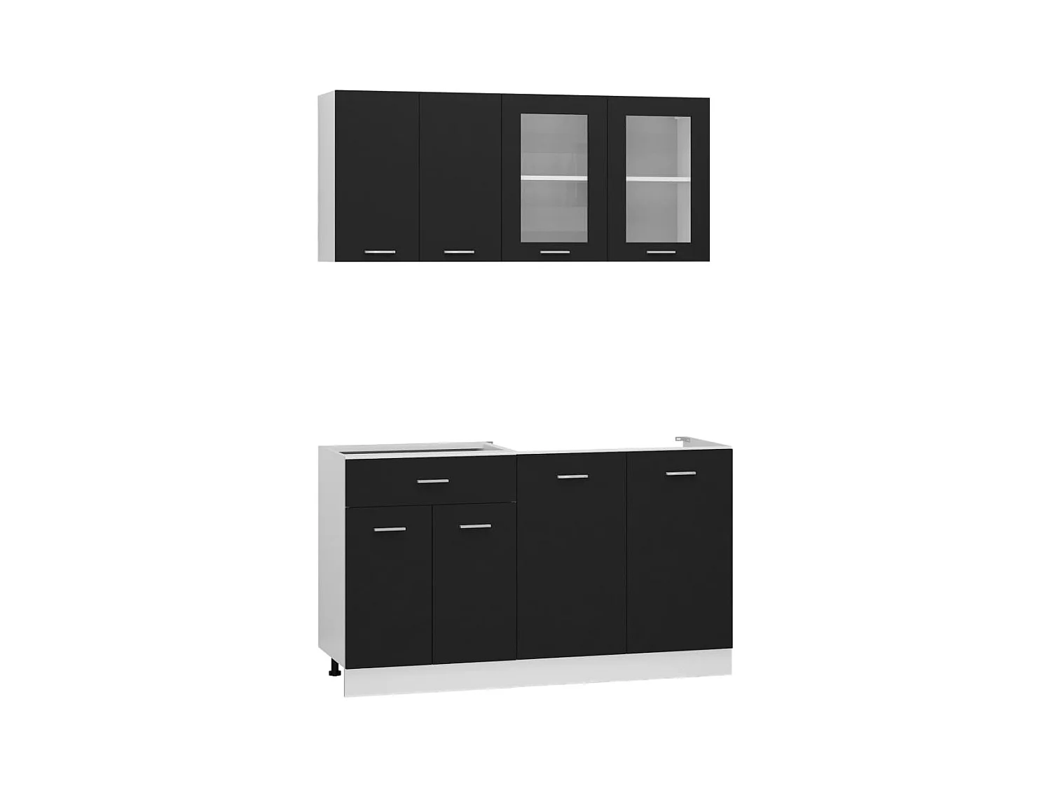 Ensemble de meubles de cuisine 4 pcs Noir Aggloméré