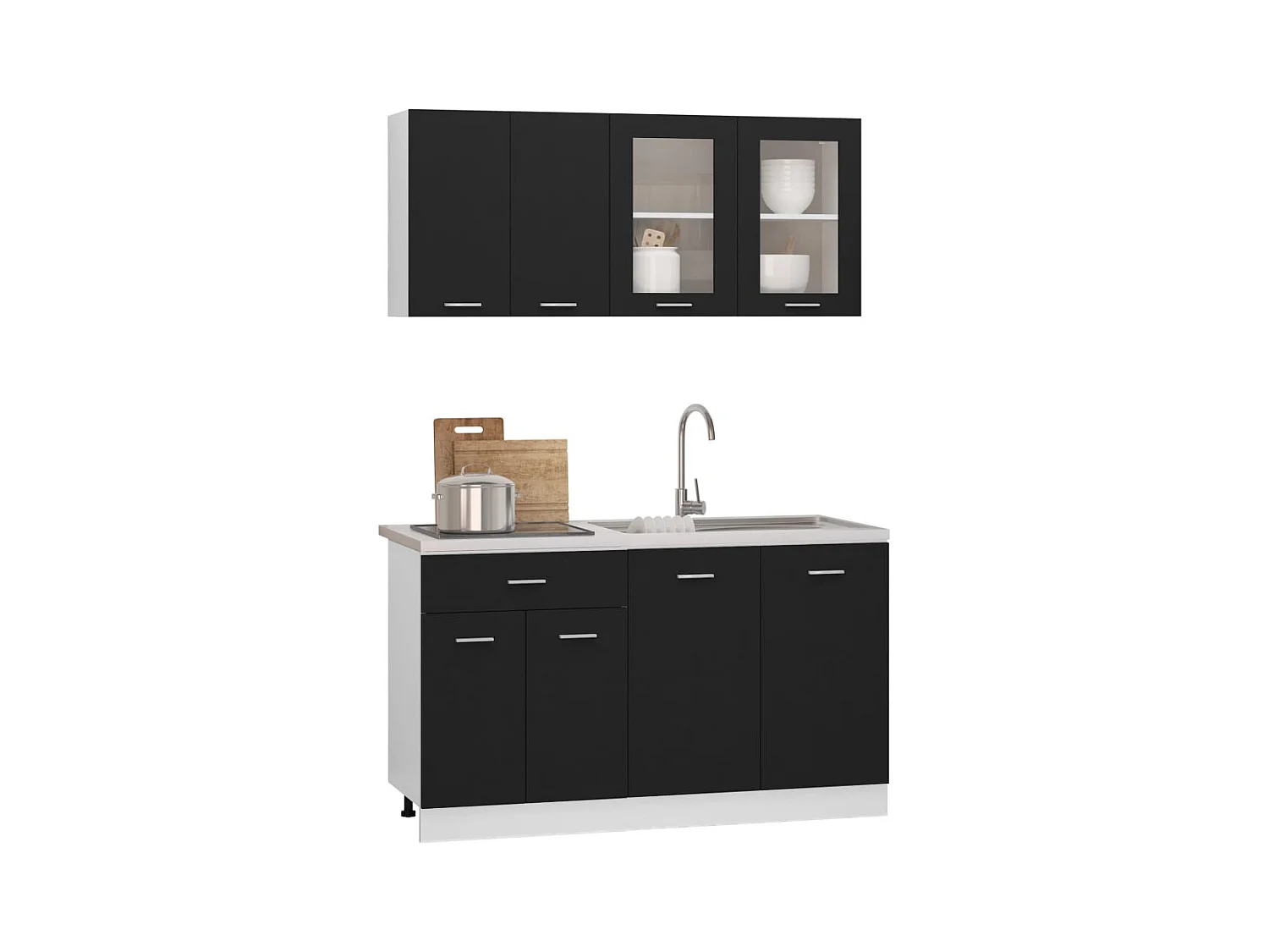 Ensemble de meubles de cuisine 4 pcs Noir Aggloméré