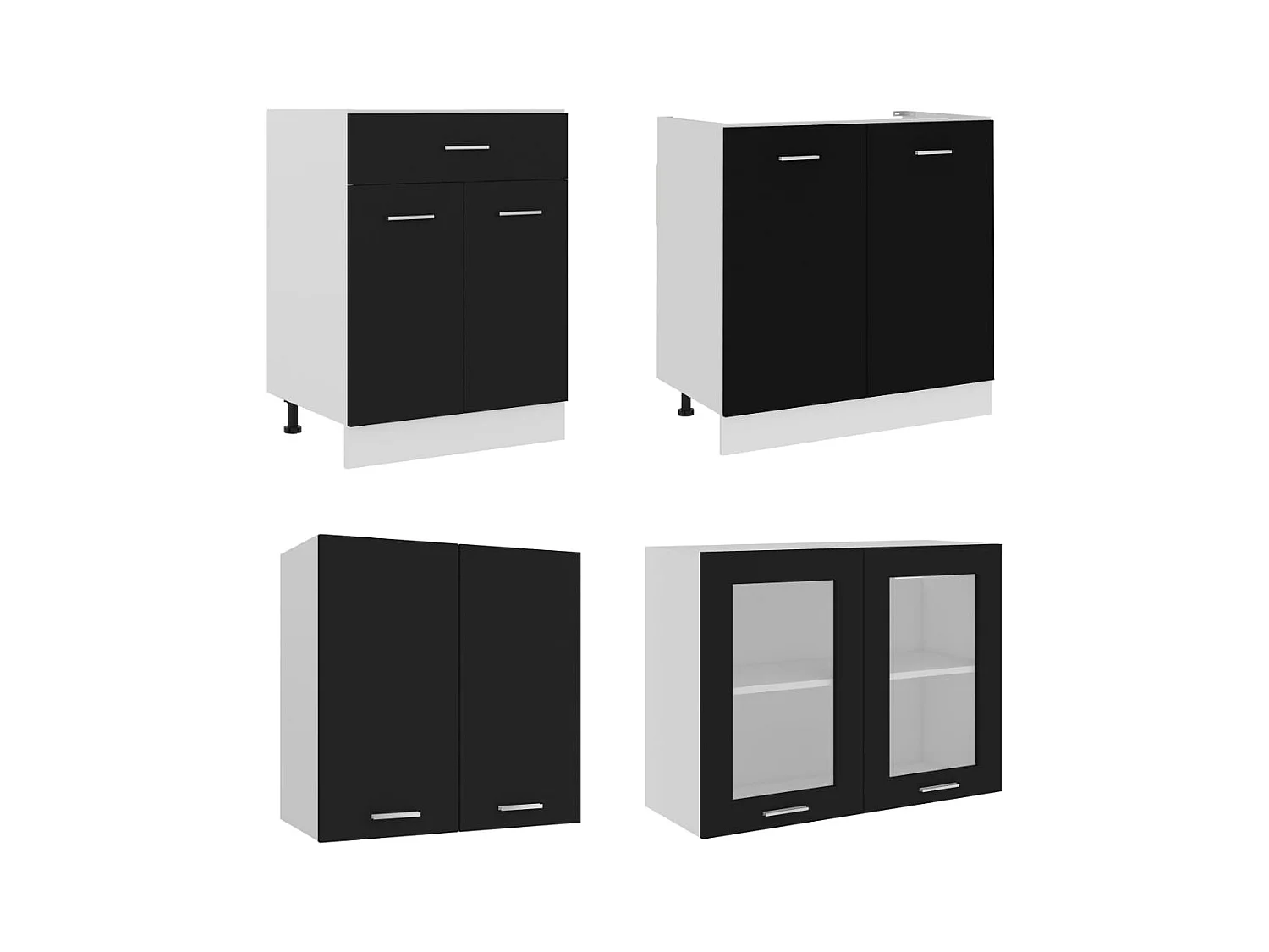 Ensemble de meubles de cuisine 4 pcs Noir Aggloméré