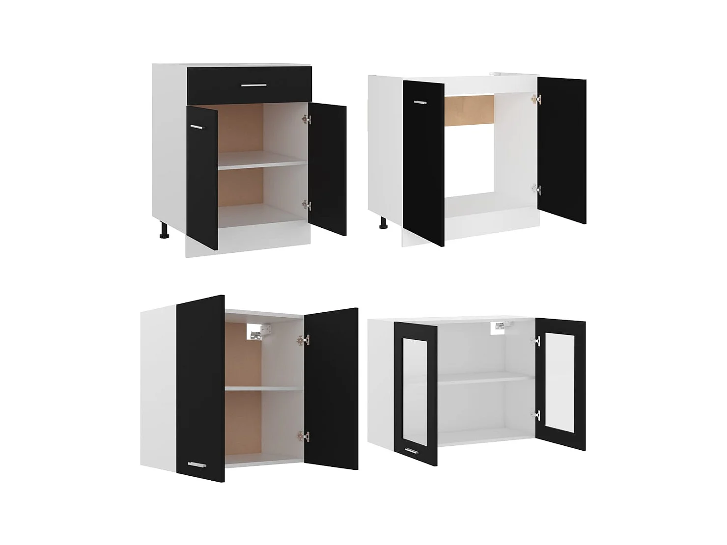 Ensemble de meubles de cuisine 4 pcs Noir Aggloméré