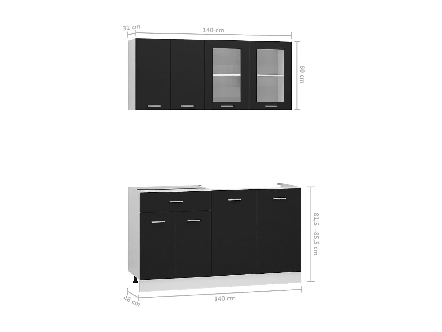 Ensemble de meubles de cuisine 4 pcs Noir Aggloméré