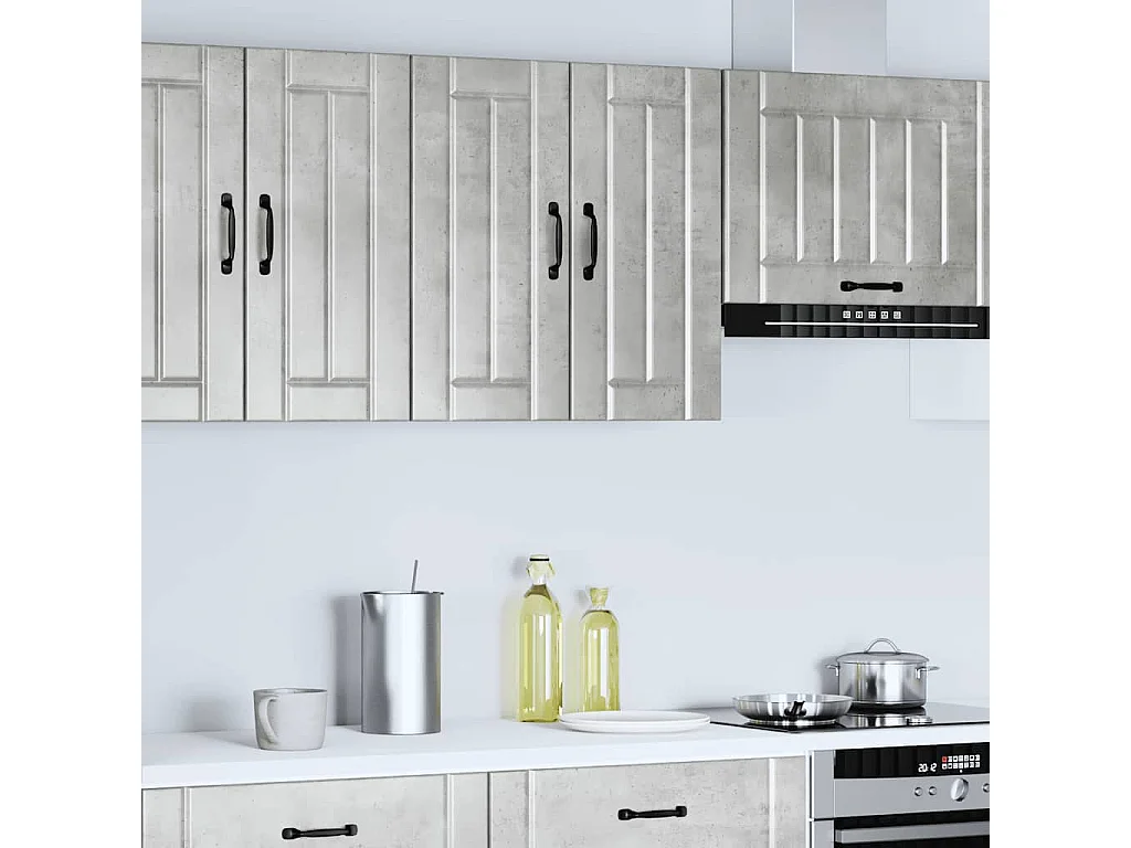 Armoire murale de cuisine gris béton bois ingénierie